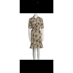 Ralph Lauren Collection Purple Label 100% silk dress cream black floral 8 NEW